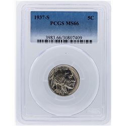 1937-S Buffalo Nickel Coin PCGS Graded MS66