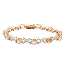 14KT Rose Gold 7.80ctw Morganite and Diamond Bracelet