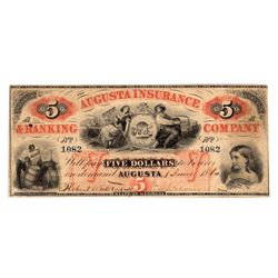 1800's $5 The Augusta Insurance Company Bank Note