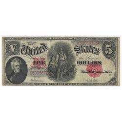 1907 $5 Woodchopper Legal Tender Note