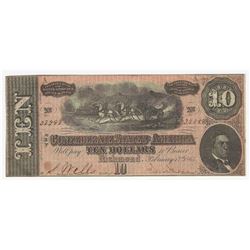 1864 $10 The Confederate States of America Note