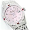 Image 1 : Mens Rolex Stainless Steel Diamond and Ruby Datejust Wristwatch