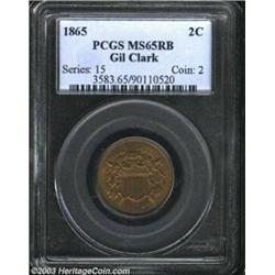1865 2C MS65 Red and Brown PCGS.