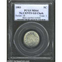 1883 5C No Cents MS64 PCGS.