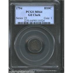 1794 H10C MS64 PCGS.