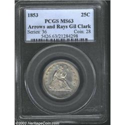 1853 25C Arrows and Rays MS63 PCGS.