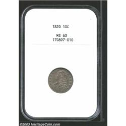 1820 10C Large 0 MS63 NGC.