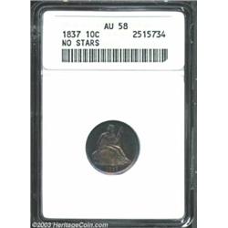 1837 10C Large Date AU58 ANACS.