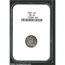 1859 10C MS64 NGC.