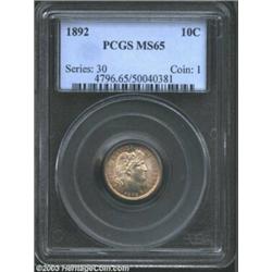 1892 10C MS65 PCGS.