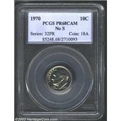 1970 10C No S PR68 Cameo PCGS.