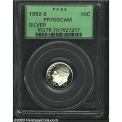 1992-S 10C Silver PR70 Deep Cameo PCGS.