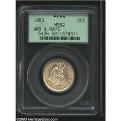 1853 25C Arrows and Rays MS62 PCGS.