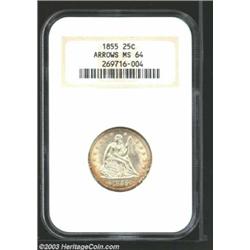 1855 25C Arrows MS64 NGC.