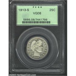 1913-S 25C VG8 PCGS.