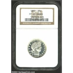 1892 25C PR65 Cameo NGC.