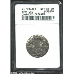 1921 25C --Corroded, Cleaned--ANACS. AU Details, Net XF40.