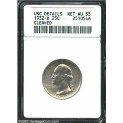 1932-D 25C --Cleaned--ANACS. Unc Details, Net AU55.