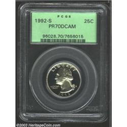 1992-S 25C Clad PR70 Deep Cameo PCGS.