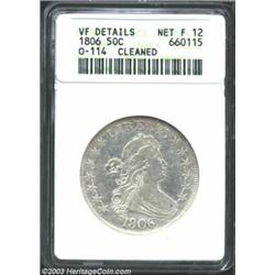1806 50C Pointed 6, Stem--Cleaned--ANACS. VF Details, Net Fine 12.