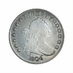 1806 50C Pointed 6, Stem VF30 Repaired, Polished Uncertified.