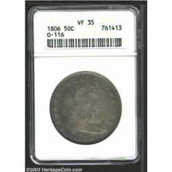 1806 50C Pointed 6, Stem VF35 ANACS.