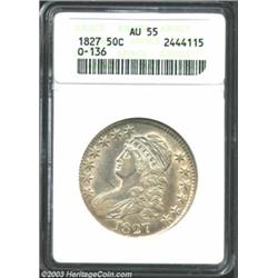 1827 50C Square Base 2 AU55 ANACS.