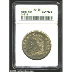 1828 50C Square 2, Large 8 AU55 ANACS.
