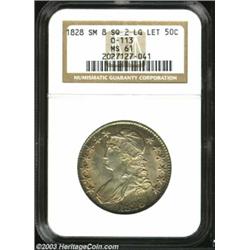 1828 50C Square 2, Small 8, Large Letters MS61 NGC.
