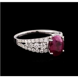 2.46ct Ruby and Diamond Ring - 18KT White Gold