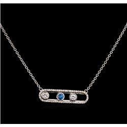 0.64ctw Blue Diamond Necklace - 14KT White Gold