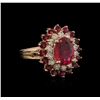 Image 1 : 4.15ctw Ruby and Diamond Ring - 14KT Rose Gold