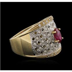 14KT Yellow Gold 1.02ct Ruby and White Topaz Ring