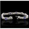 Image 3 : 14KT White Gold 5.20ctw Tanzanite and Diamond Bracelet