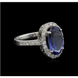 3.37ct Tanzanite and Diamond Ring - 14KT White Gold