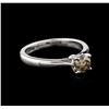 Image 2 : 14KT White Gold 0.71ct Round Cut Fancy Brown Diamond Solitaire Ring