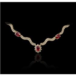 14KT Yellow Gold 14.94ctw Ruby and Diamond Necklace