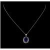 Image 2 : 7.52ct Tanzanite and Diamond Pendant With Chain - 14KT White Gold