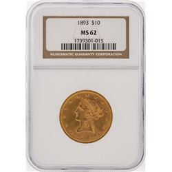 1893 NGC MS62 $10 Liberty Head Eagle Gold Coin