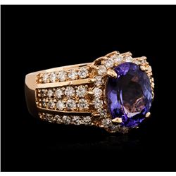 14KT Rose Gold 3.75ct Tanzanite and Diamond Ring