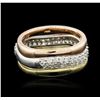 Image 2 : 14KT Tri-Color Gold 0.49ctw Diamond Ring