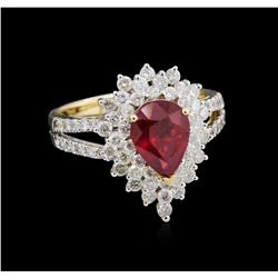 1.86ct Ruby and Diamond Ring - 14KT Yellow Gold