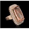 Image 1 : 14KT Rose Gold 24.92ct Morganite and Diamond Ring