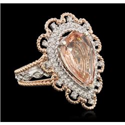 14KT Two-Tone Gold 3.84ct Morganite and Diamond Ring