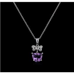 1.34ct Amethyst and Diamond Pendant With Chain - 18KT White Gold