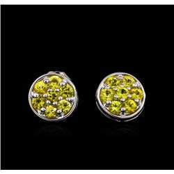 0.70ctw Yellow Sapphire Earrings - 14KT White Gold