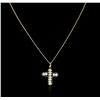 Image 2 : 18KT Yellow Gold Pearl Cross Pendant With Chain