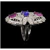 Image 4 : 2.18ctw Pink Sapphire, Tanzanite and Diamond Ring - 14KT White Gold