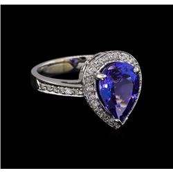 3.56ct Tanzanite and Diamond Ring - 14KT White Gold