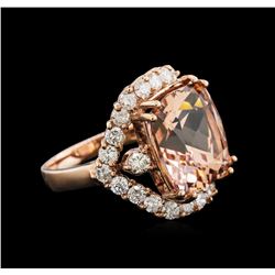 11.05ct Morganite and Diamond Ring - 14KT Rose Gold